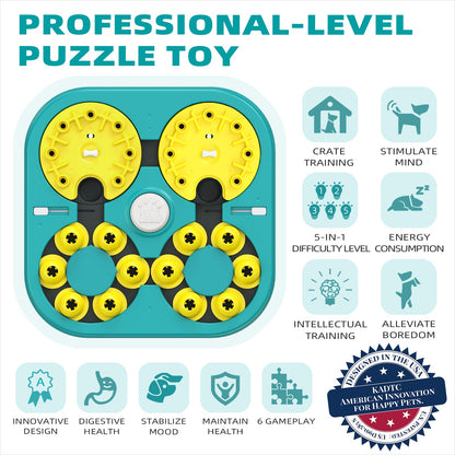KADTC U.S. Brand Design Extra-Large Size - Difficult 5 Levels of Challenge - 6 Ways to Play - Expert Dog Puzzle Toy For Smart Dogs Hard Puzzles Mental Stimulation Brain Toys Christmas & New Year Gift