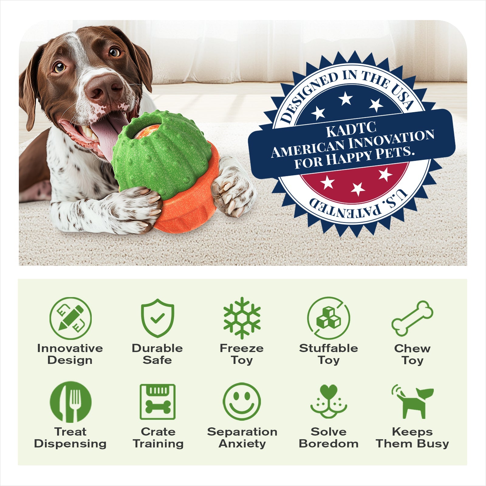 KADTC All in ONE 3 in 1 Durable Dog Fillable Toy & Frozen Lick Treat Tray & Food Dispensing Balls & Peanut Butter Filler Enrichment Freeze Ball Indestructible Dogs Chew Toys Christmas & New Year Gift