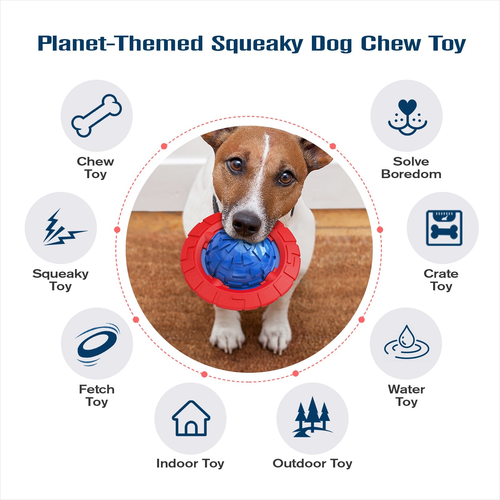 KADTC Dog Squeaky Toy for Small/Medium Dogs Fetch Outdoor Interactive Indoor Chew Teething Ball Crate Training Toys Christmas & New Year Gift