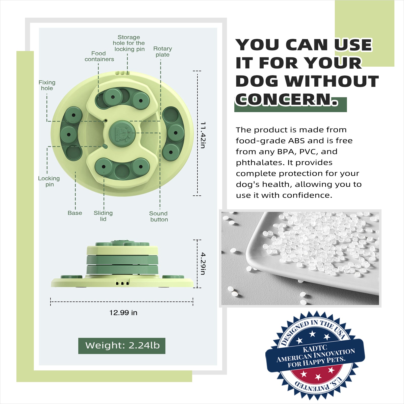 KADTC U.S. Brand & Design - 3 Levels of Challenge Beginner Dog Puzzle Toy Puppy Christmas & New Year Gift Toys Treat Puzzles Food Enrichment Mental Stimulation Brain Interactive Games Keep Them Busy