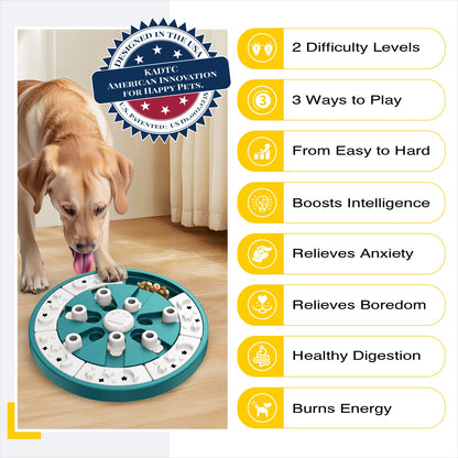 KADTC U.S. Brand & Design -2 Levels of Challenge -3 Ways to Play Large Size Dog Puzzle Toys for Small/Medium/Large Dogs Treat Puzzles Food Enrichment Puppy Mental Stimulation Christmas & New Year Gift