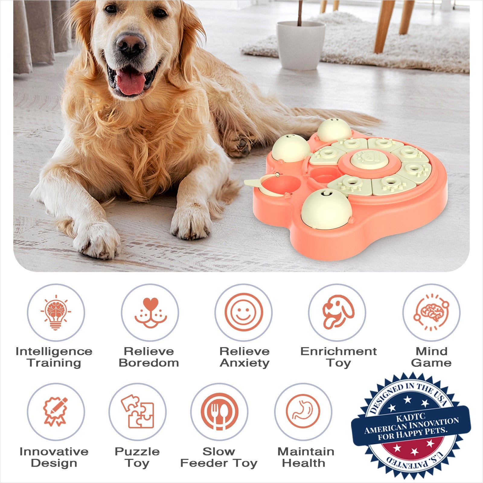 KADTC Beginner Dog Puzzle Toy for Small/Medium/Large Dogs Treat Puzzles Slow Feeder Interactive Enrichment Food Dispenser Puppy Mental Stimulation Brain Stimulating Toys Christmas & New Year Gift