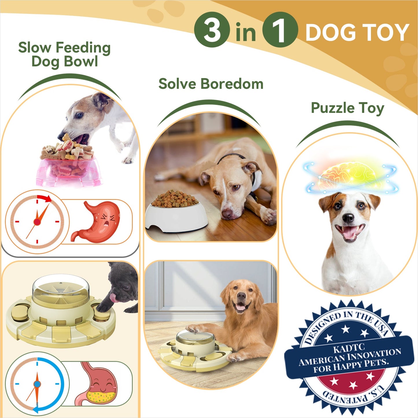 KADTC Level 2 in 1 Dog Puzzle Toy for Small/Medium/Large Dogs Treat Puzzles Slow Feeder Enrichment Food Feeding Dispenser Puppy Mental Stimulation Brain Games Stimulating Toys Christmas New Year Gift (Box of 12)