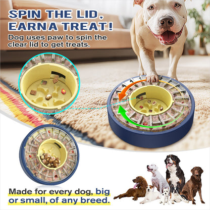 KADTC U.S. Brand & Design Large Size & Capacity Spinning Dog Puzzle Feeder - Food Dispensing Slow Puzzles Bowl For Dogs Feeding Time From 5-60 min Puppy Treat Dispenser Toys Christmas & New Year Gift