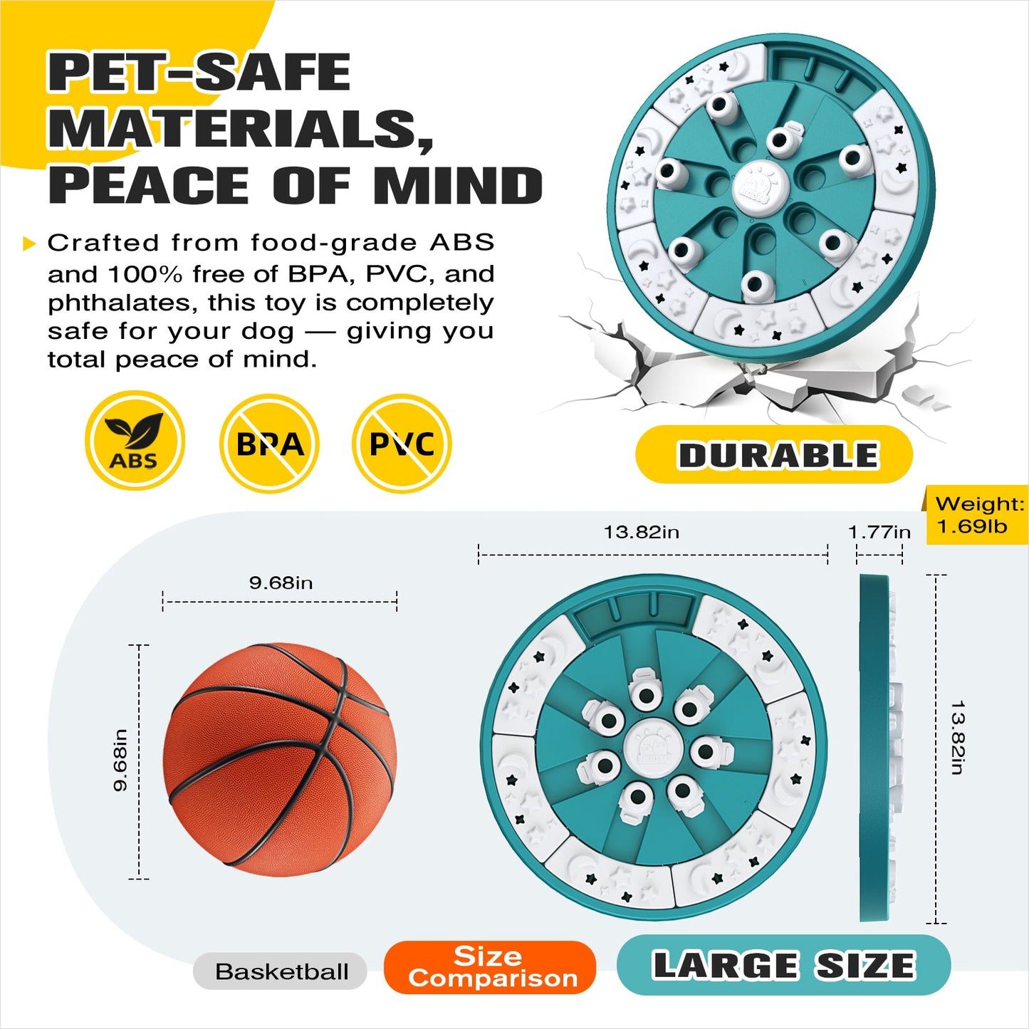 KADTC U.S. Brand & Design -2 Levels of Challenge -3 Ways to Play Large Size Dog Puzzle Toys for Small/Medium/Large Dogs Treat Puzzles Food Enrichment Puppy Mental Stimulation Christmas & New Year Gift