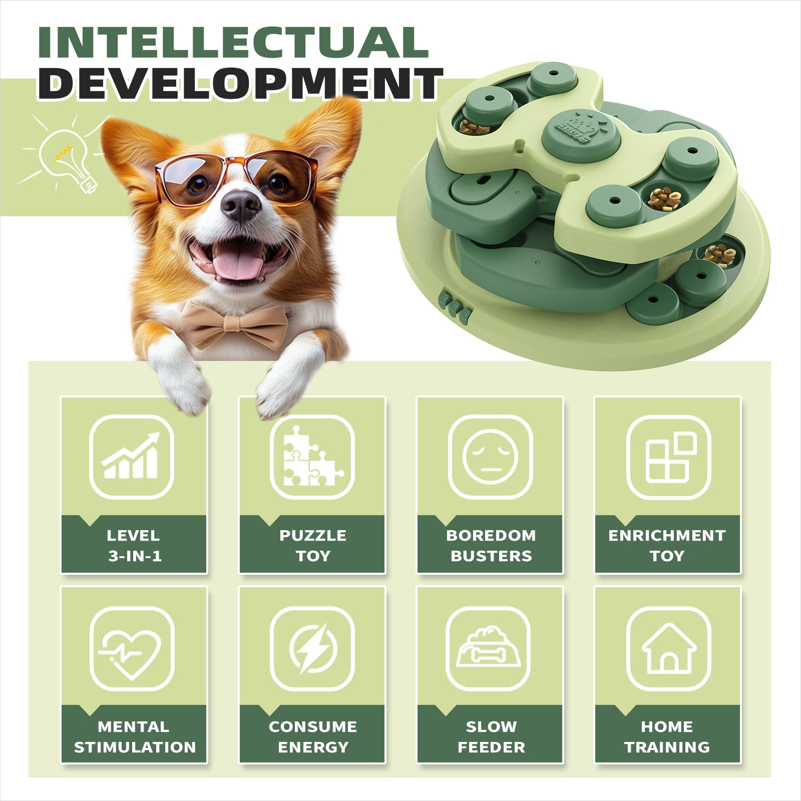 KADTC U.S. Brand & Design - 3 Levels of Challenge Beginner Dog Puzzle Toy Puppy Christmas & New Year Gift Toys Treat Puzzles Food Enrichment Mental Stimulation Brain Interactive Games Keep Them Busy