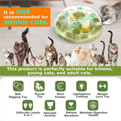 KADTC U.S. Brand & Design - 2 Ways to Play - Large Size Cat Treat Puzzle Toy & Foraging Balls For Indoor Cats Puzzles Feeder Kitten Stimulating Enrichment Food Toys Interactive Christmas New Year Gift