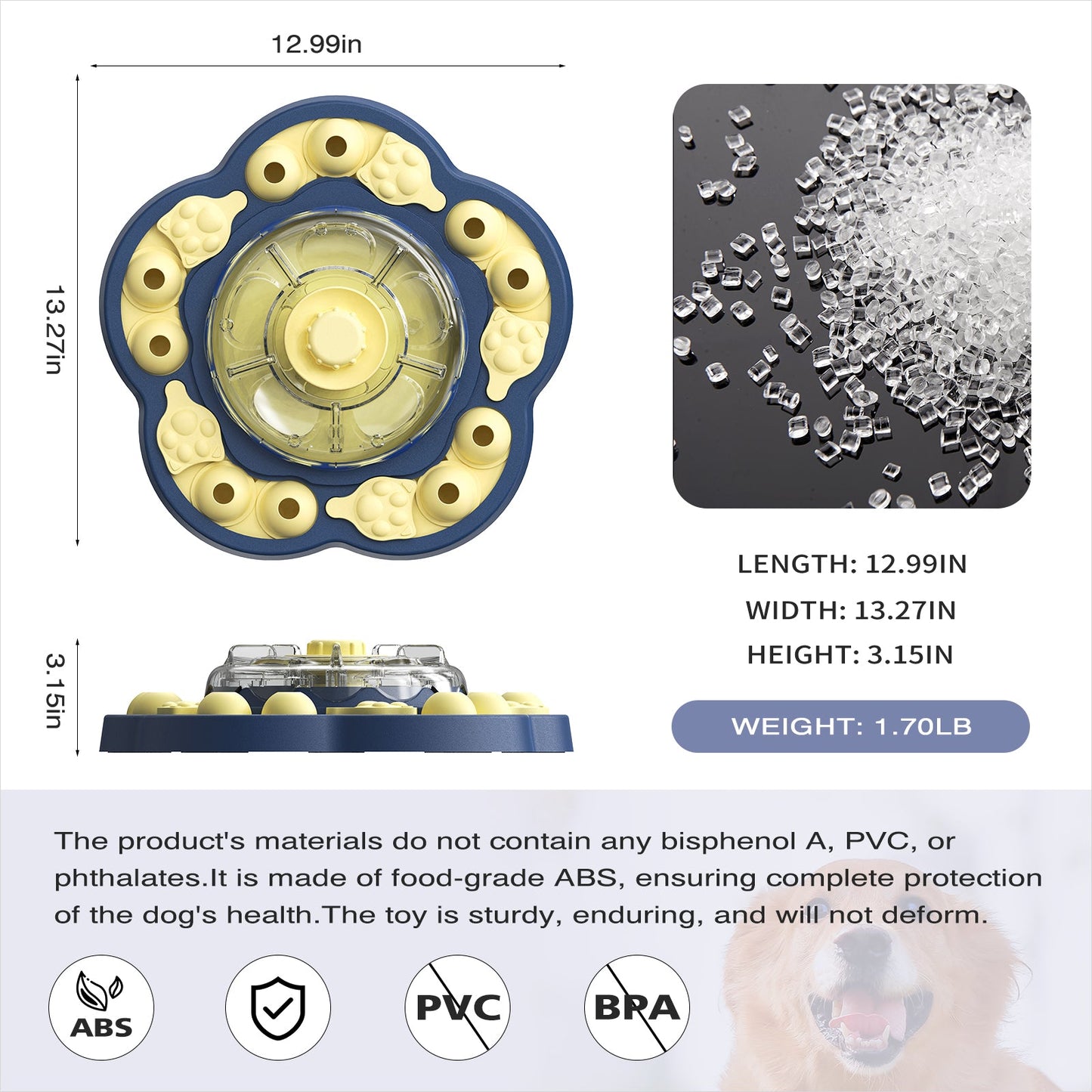 KADTC U.S. Brand & Design -3 Levels of Challenge - Spinning Dog Puzzle Toy for Small/Medium/Large Dogs Puzzles Feeder Treat Slow Dispenser Puppy Food Feeding Enrichment Toys Christmas & New Year Gift