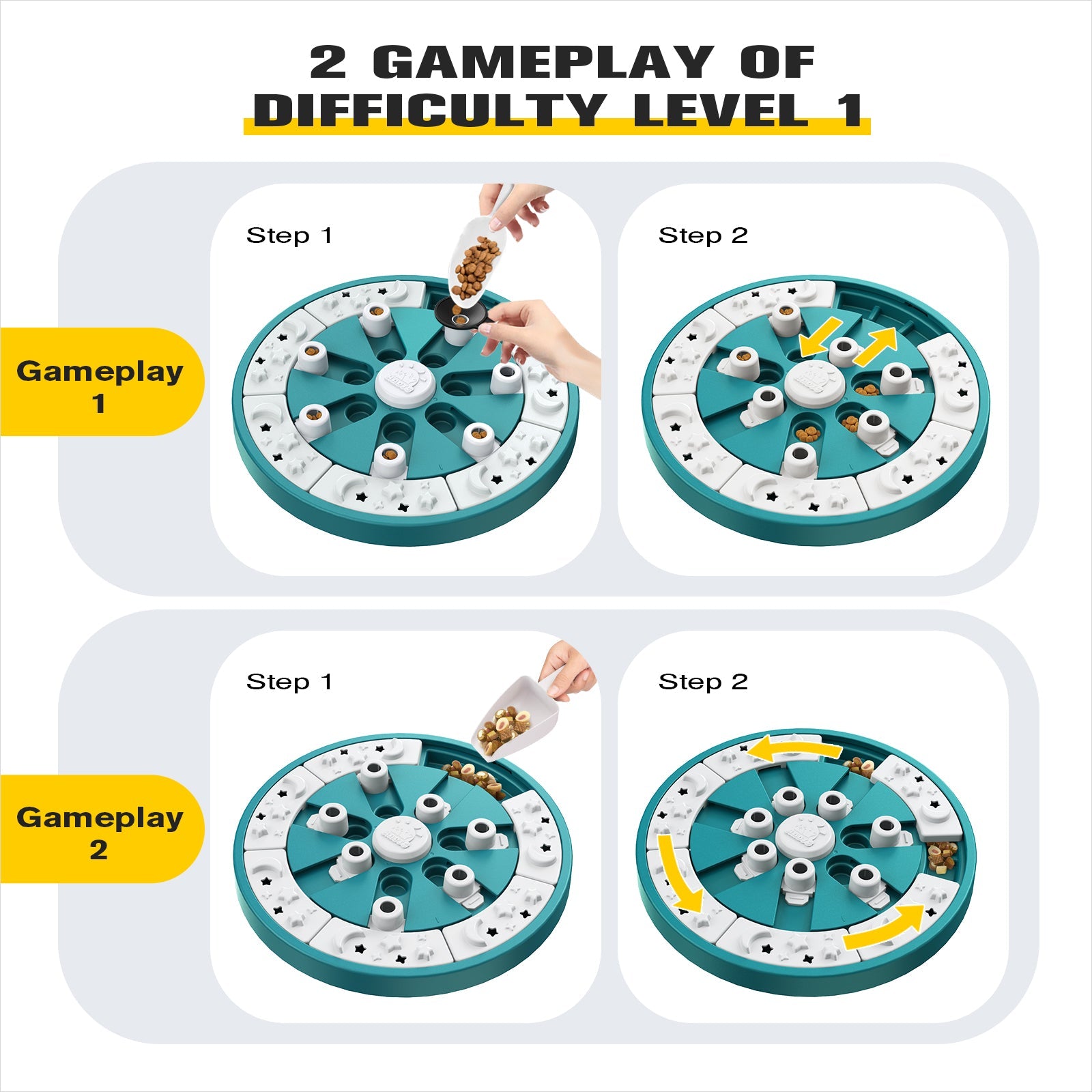 KADTC U.S. Brand & Design -2 Levels of Challenge -3 Ways to Play Large Size Dog Puzzle Toys for Small/Medium/Large Dogs Treat Puzzles Food Enrichment Puppy Mental Stimulation Christmas & New Year Gift