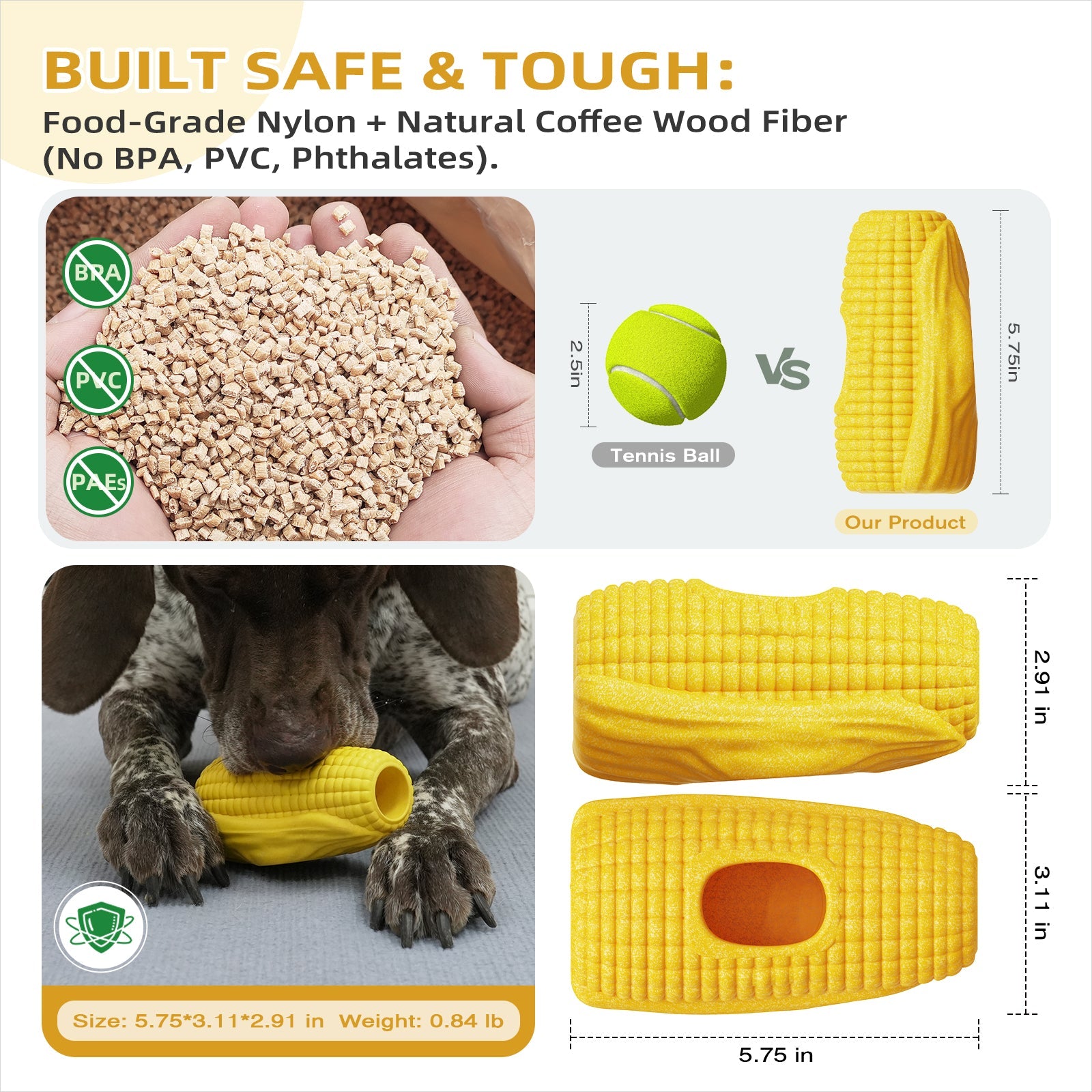KADTC All in ONE 3 in 1 Large Size Indestructible Dog Fillable Toy Peanut Butter Filler Freeze Frozen Lick Treat Tray Durable Tough Corn Chew Toys For Aggressive Chewers Dogs Christmas New Year Gift