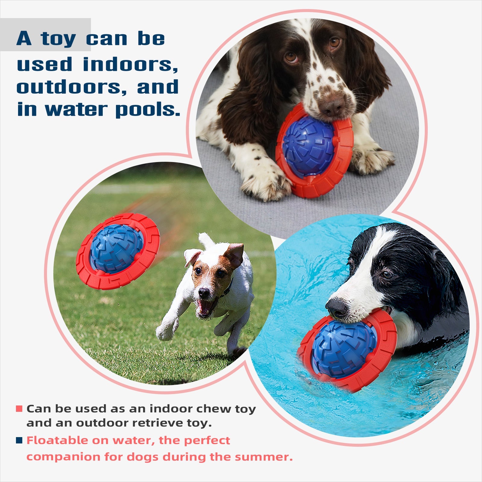 KADTC Dog Squeaky Toy for Small/Medium Dogs Fetch Outdoor Interactive Indoor Chew Teething Ball Crate Training Toys Christmas & New Year Gift