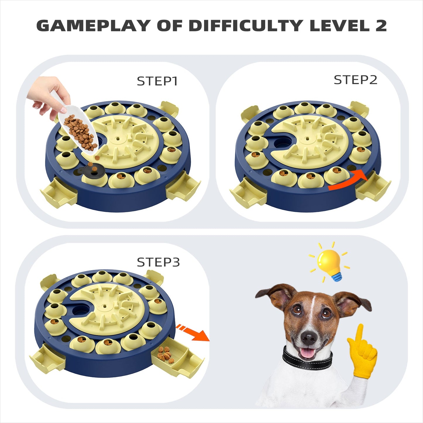 KADTC U.S. Brand & Design 3 Levels of Challenge 4 Ways to Play Advanced Dog Puzzle Toy for Small/Medium/Large Smart Dogs Mental Stimulation Hard Brain Toys Puppy Treat Puzzles Christmas New Year Gift
