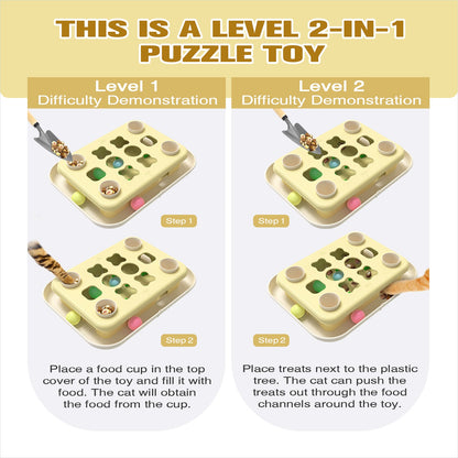 KADTC Cat Puzzle Games Level 3 in 1 Intelligence Mind Game Track Balls Kitten Food Puzzles Toy For Indoor Cats Sensory Activity Enrichment Toys Treat Feeder Entertainment Mental Stimulation Kitty Gift