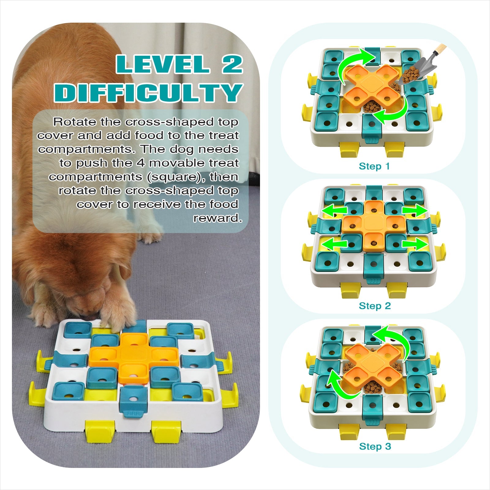 KADTC U.S. Brand & Design Level 2 in 1 Large Size Difficult Dog Puzzle Toy for Small/Medium/Large Smart Dogs Advanced Mental Stimulation Brain Toys Puppy Treat Puzzles Christmas & New Year Gift