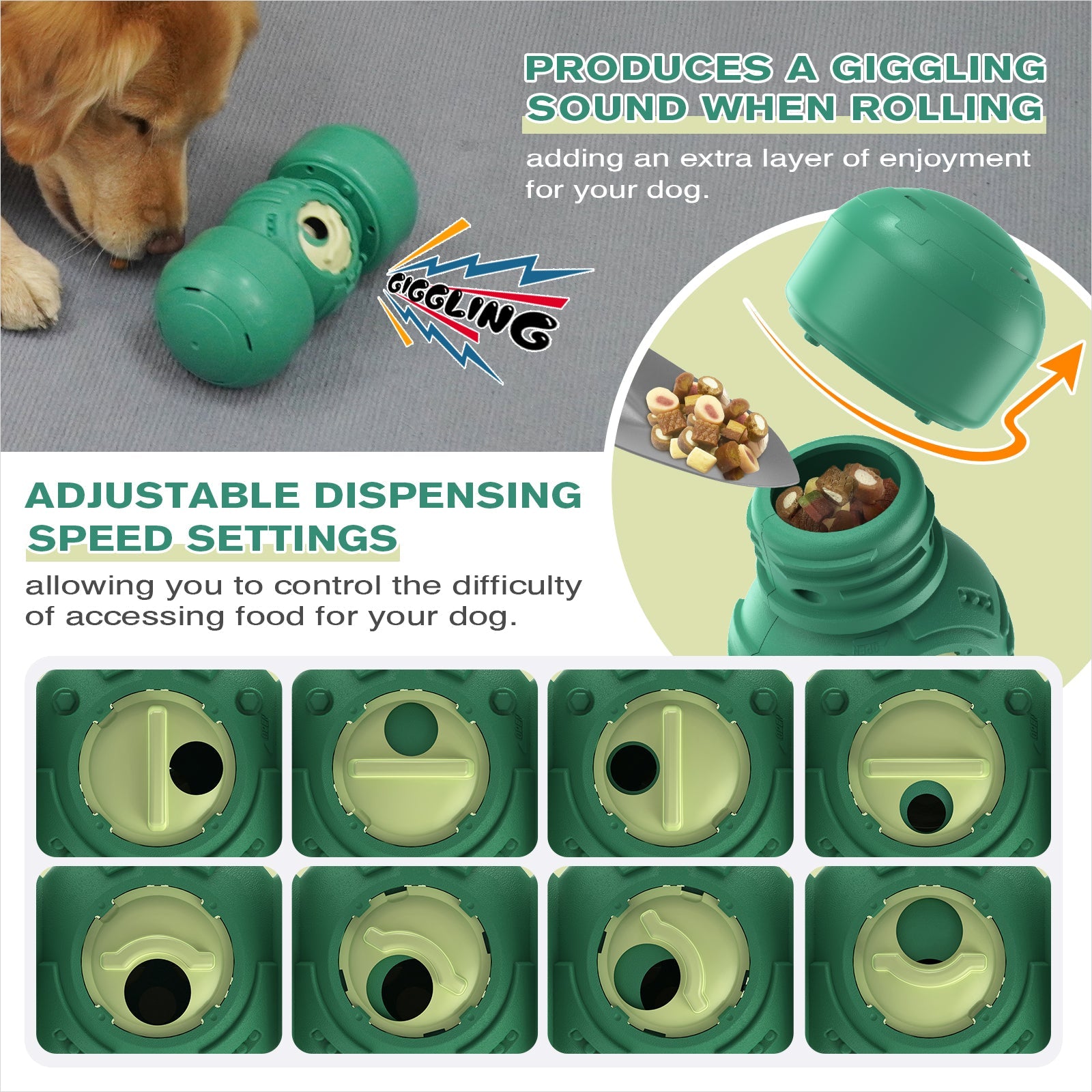 KADTC Extra-Large Size Durable Giggling Dog Treat Dispenser Toy Rolling Indestructible Bone Slow Puzzle Feeder Food Dispensing Toys for Large Aggressive Chewers Breeds Dogs Christmas & New Year Gift