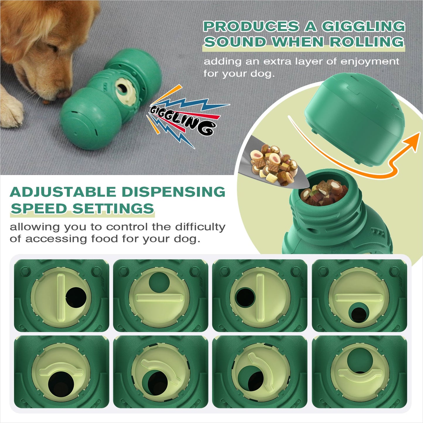KADTC Extra-Large Size Durable Giggling Dog Treat Dispenser Toy Rolling Indestructible Bone Slow Puzzle Feeder Food Dispensing Toys for Large Aggressive Chewers Breeds Dogs Christmas & New Year Gift