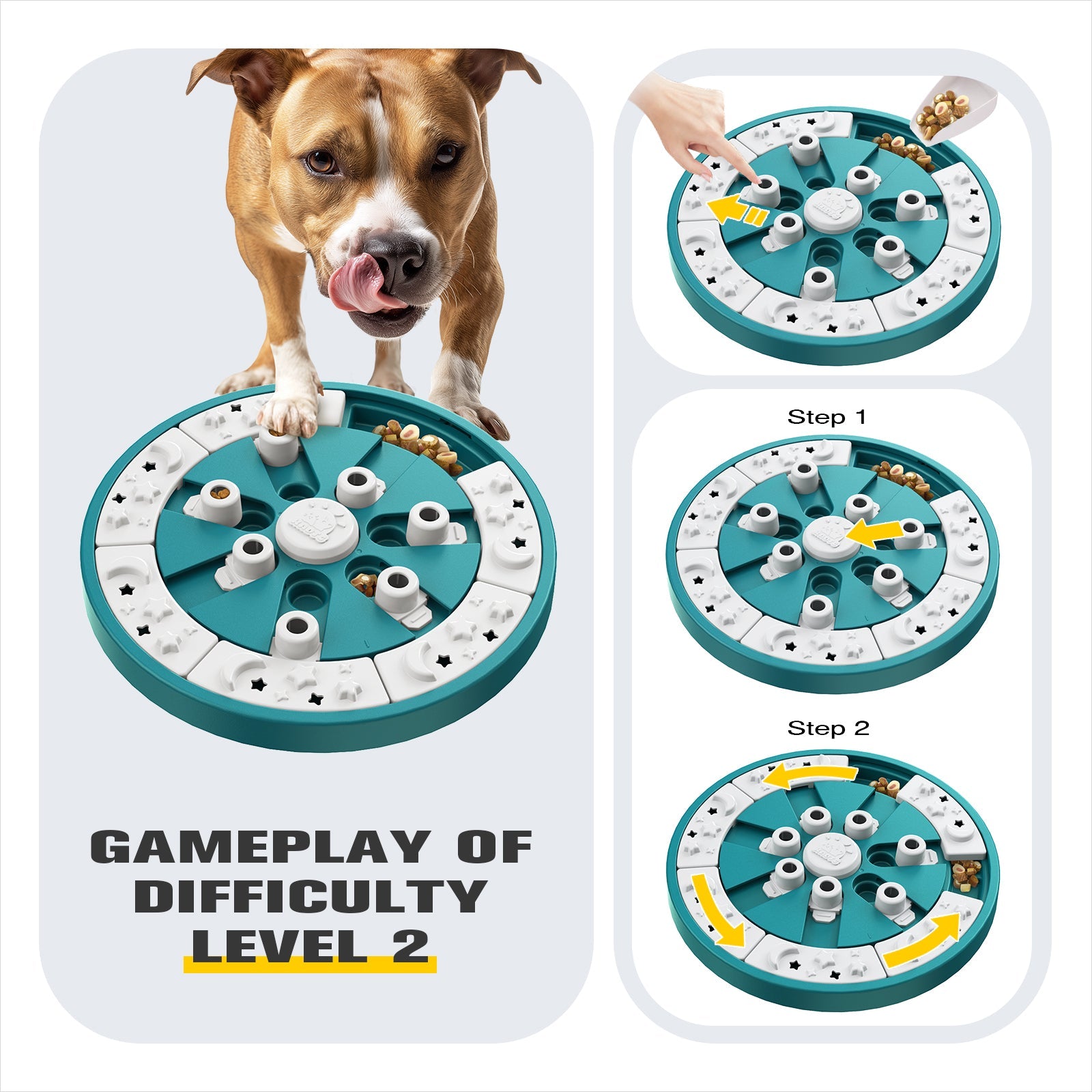 KADTC U.S. Brand & Design -2 Levels of Challenge -3 Ways to Play Large Size Dog Puzzle Toys for Small/Medium/Large Dogs Treat Puzzles Food Enrichment Puppy Mental Stimulation Christmas & New Year Gift