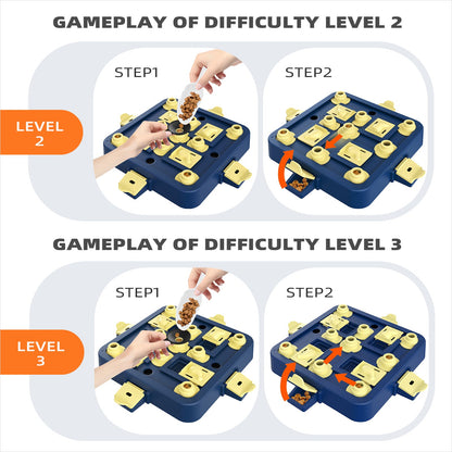 KADTC U.S. Brand & Design - 3 Levels of Challenge Dog Chess Puzzle Toy for Small/Medium/Large Smart Dogs Treat Food Puzzles Mental Stimulation Puppy Brain Game Enrichment Christmas & New Year Gift