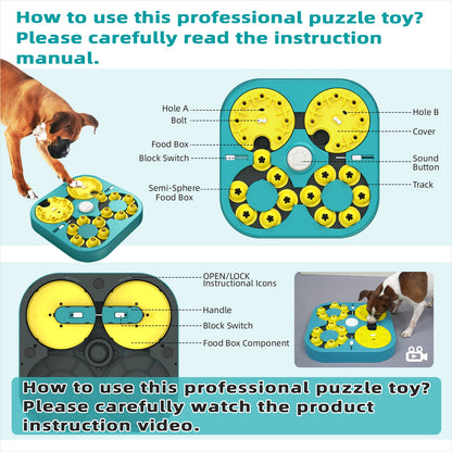 KADTC U.S. Brand Design Extra-Large Size - Difficult 5 Levels of Challenge - 6 Ways to Play - Expert Dog Puzzle Toy For Smart Dogs Hard Puzzles Mental Stimulation Brain Toys Christmas & New Year Gift