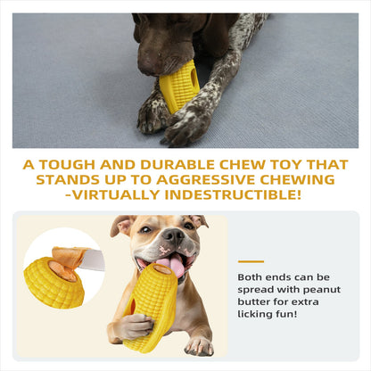 KADTC All in ONE 3 in 1 Large Size Indestructible Dog Fillable Toy Peanut Butter Filler Freeze Frozen Lick Treat Tray Durable Tough Corn Chew Toys For Aggressive Chewers Dogs Christmas New Year Gift