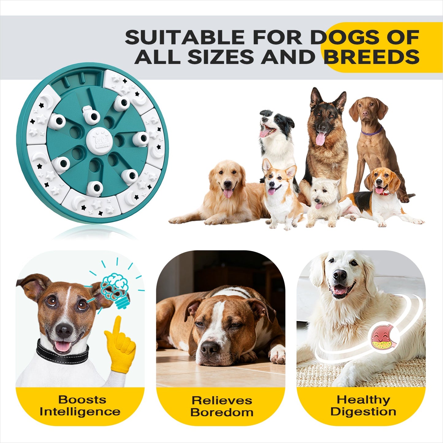 KADTC U.S. Brand & Design -2 Levels of Challenge -3 Ways to Play Large Size Dog Puzzle Toys for Small/Medium/Large Dogs Treat Puzzles Food Enrichment Puppy Mental Stimulation Christmas & New Year Gift