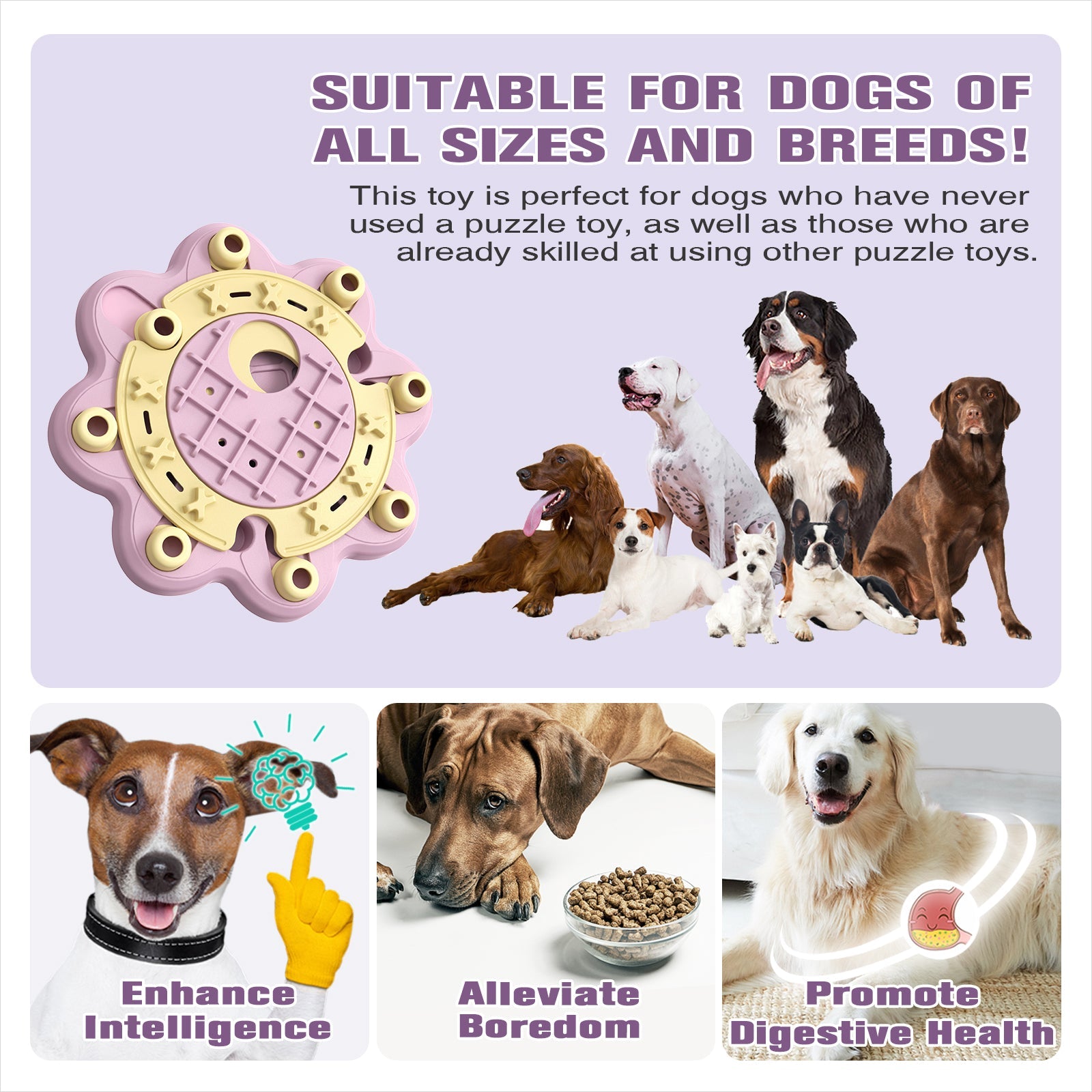 KADTC U.S. Brand & Design All in ONE -3 Levels of Challenge Dog Puzzle Toy Halloween Toys For Small/Medium/Large Dogs Treat Puzzles Food Slow Feeder Puppy Brain Mental Stimulation Game Birthday Gift