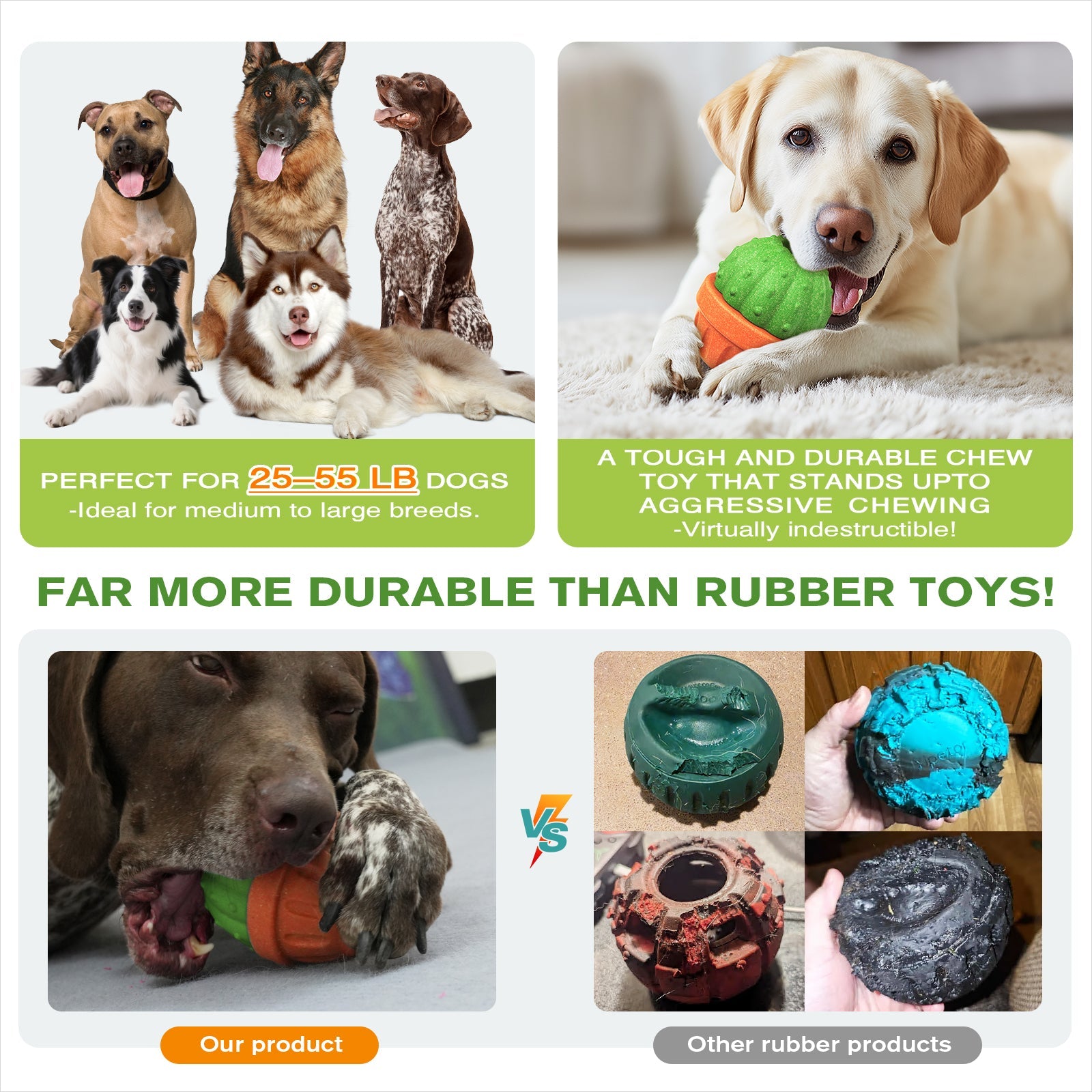 KADTC All in ONE 3 in 1 Durable Dog Fillable Toy & Frozen Lick Treat Tray & Food Dispensing Balls & Peanut Butter Filler Enrichment Freeze Ball Indestructible Dogs Chew Toys Christmas & New Year Gift