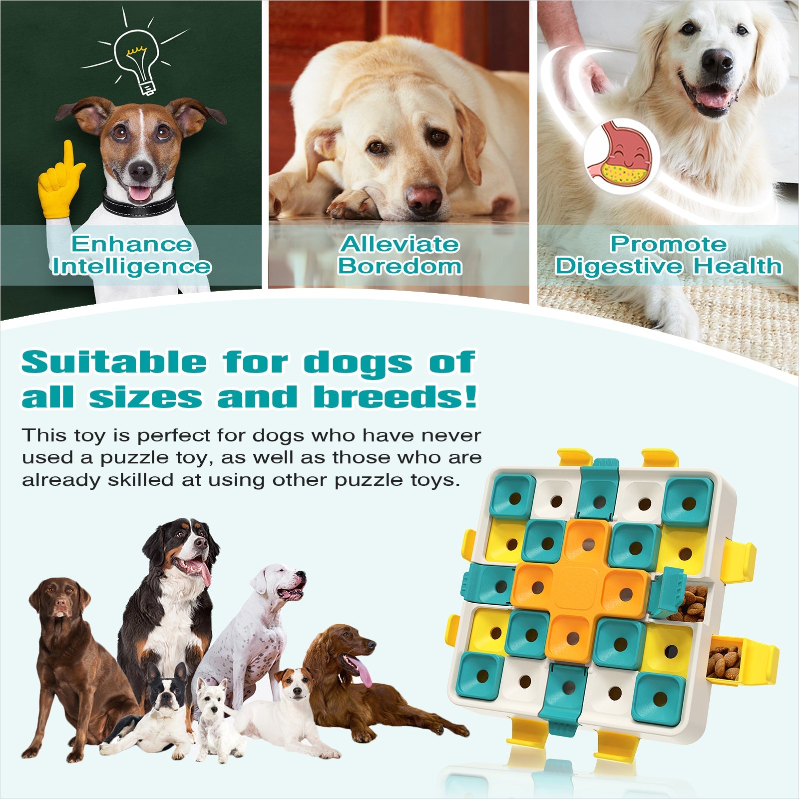 KADTC U.S. Brand & Design Level 2 in 1 Large Size Difficult Dog Puzzle Toy for Small/Medium/Large Smart Dogs Advanced Mental Stimulation Brain Toys Puppy Treat Puzzles Christmas & New Year Gift