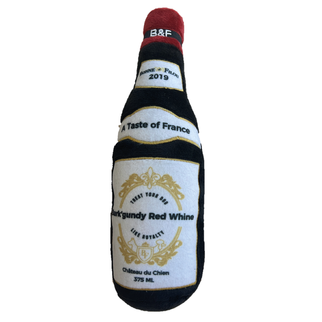 Wine Bottle Squeaky Dog Plush Toy (Bark'gundy Red Whine) - Bonne et Filou