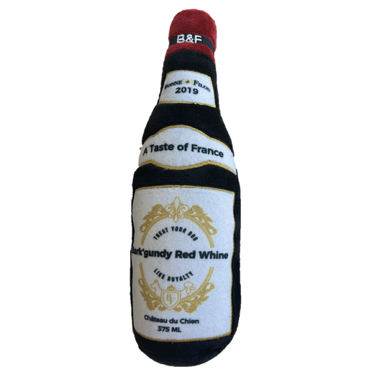Wine Bottle Squeaky Dog Plush Toy (Bark'gundy Red Whine) - Bonne et Filou