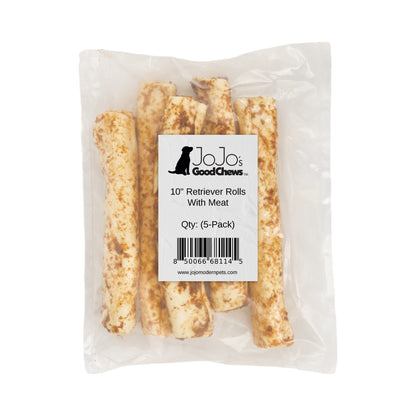10" Retriever Roll Dog Chews – Rawhide, Long-Lasting Treats (5-Count)