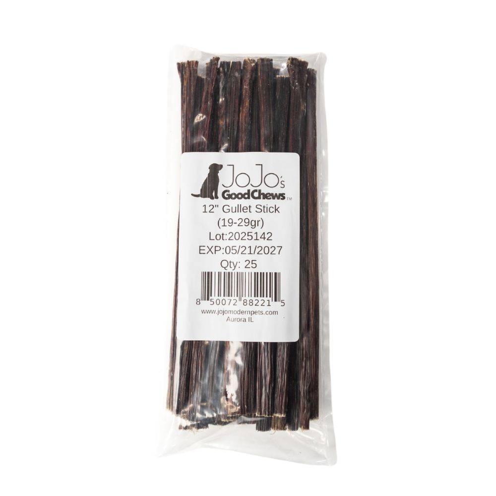 12” Beef Gullet Stick Dog Treats – All-Natural, High-Protein, Single-Ingredient Chews (25-Count)