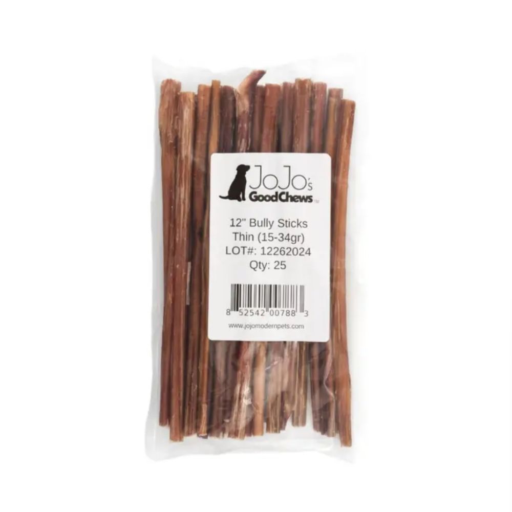 12-Inch Thin Bully Sticks for Dogs | Natural Dog Chews