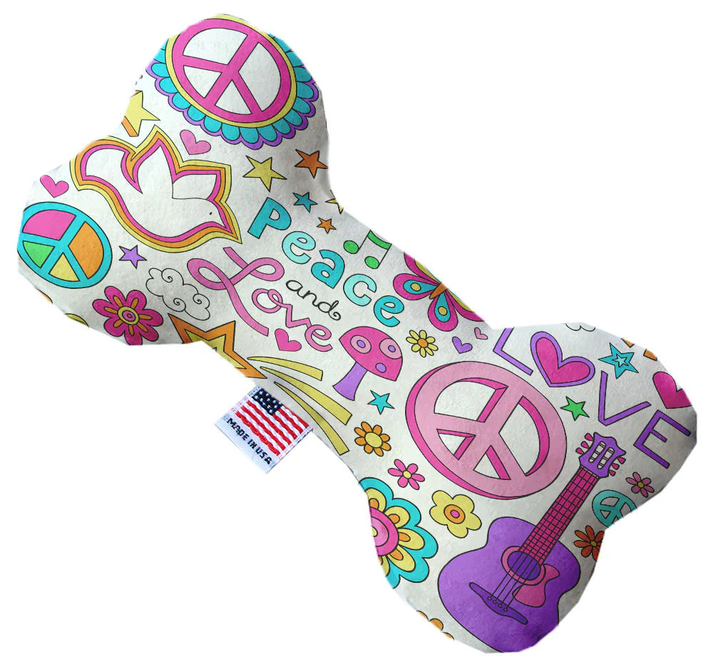 Dog Plush Heart or Bone Toy, "Hippy Love"