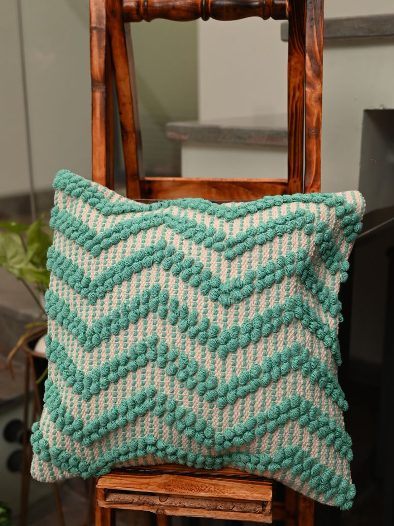 Handcrafted Cushion Cover in hues of Teal