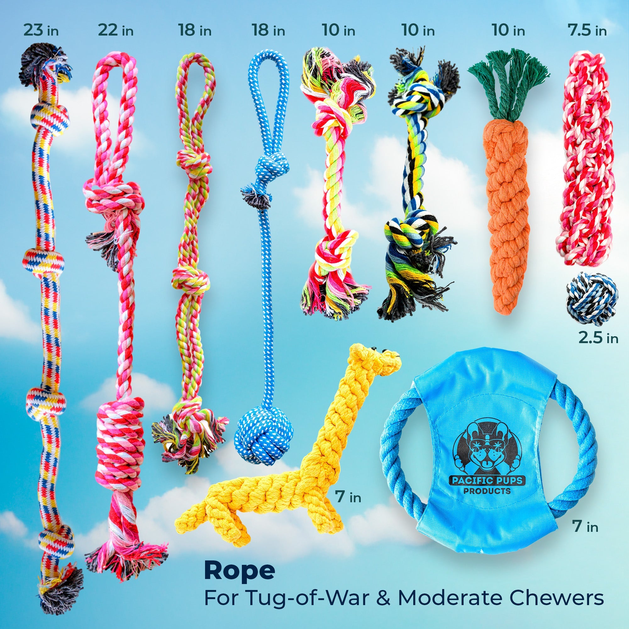 11 Piece Dog Rope Toy Set (for Small, Medium and Large Dogs)