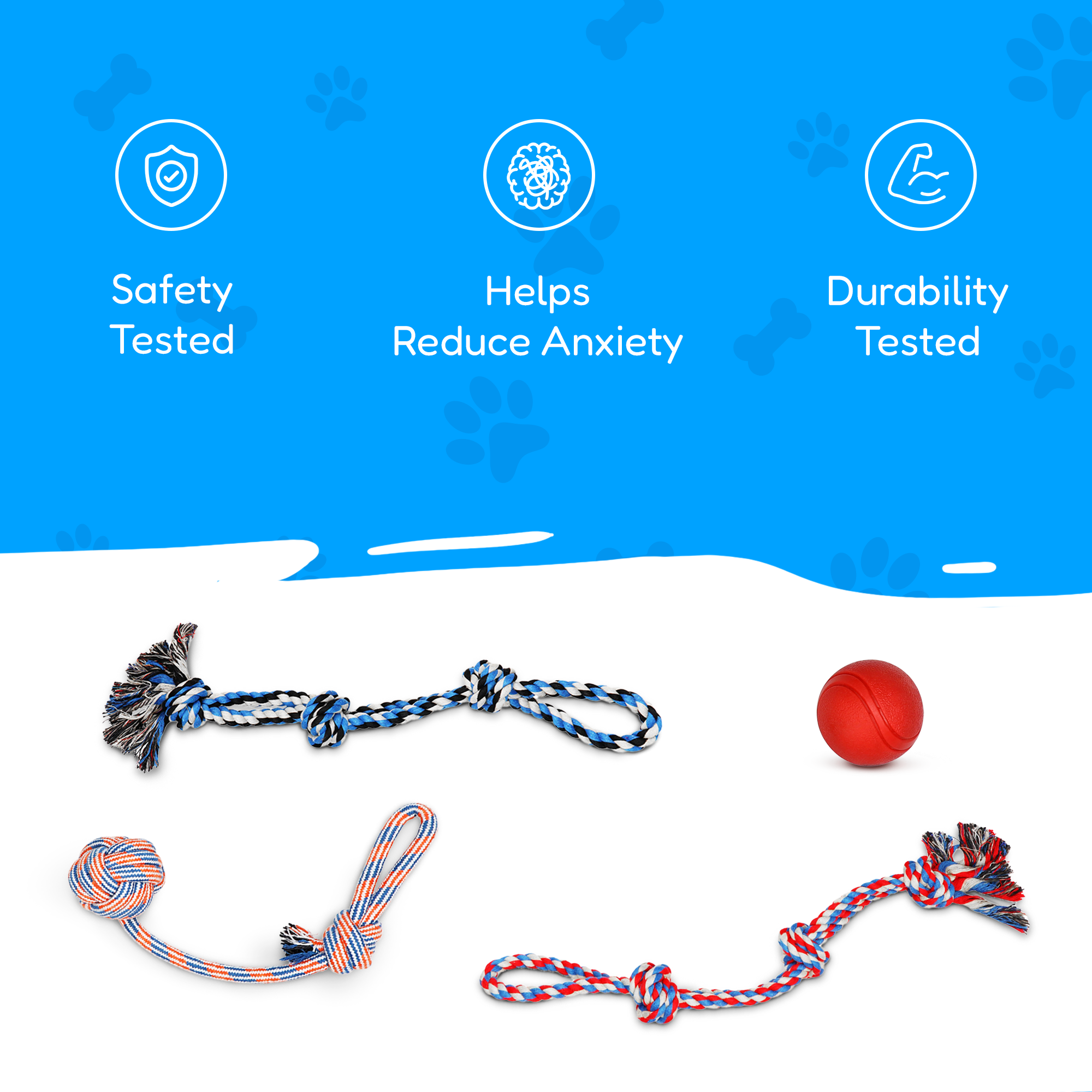 4 Piece Dog Rope and Ball Set (for Medium and Large Dogs)