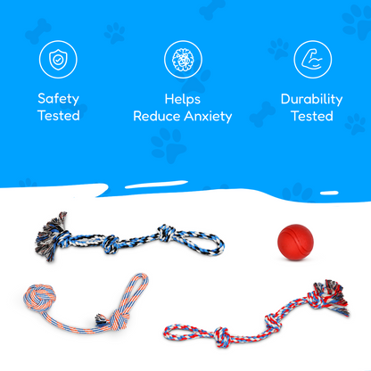 4 Piece Dog Rope and Ball Set (for Medium and Large Dogs)