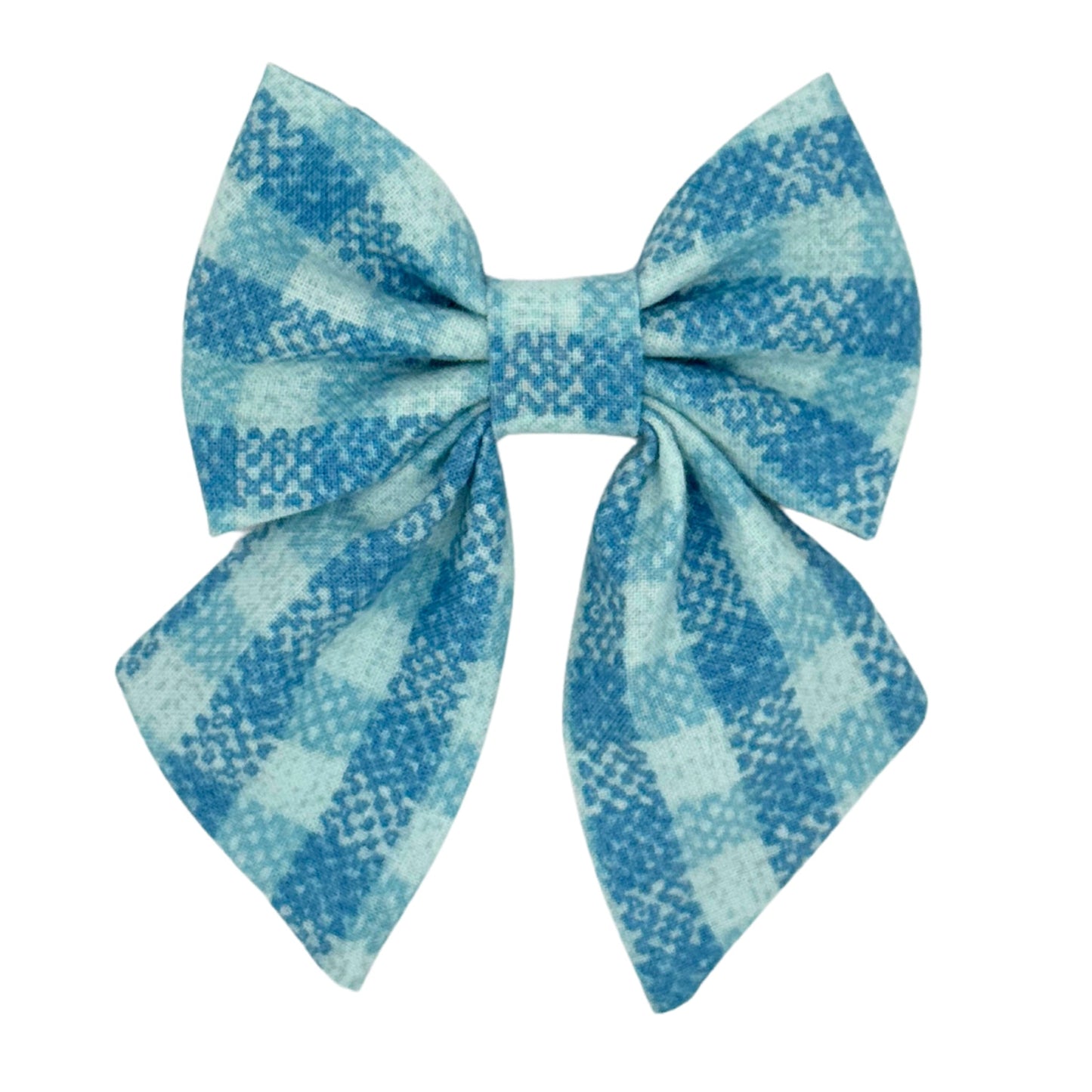 Blue Checkered Sailor Bow