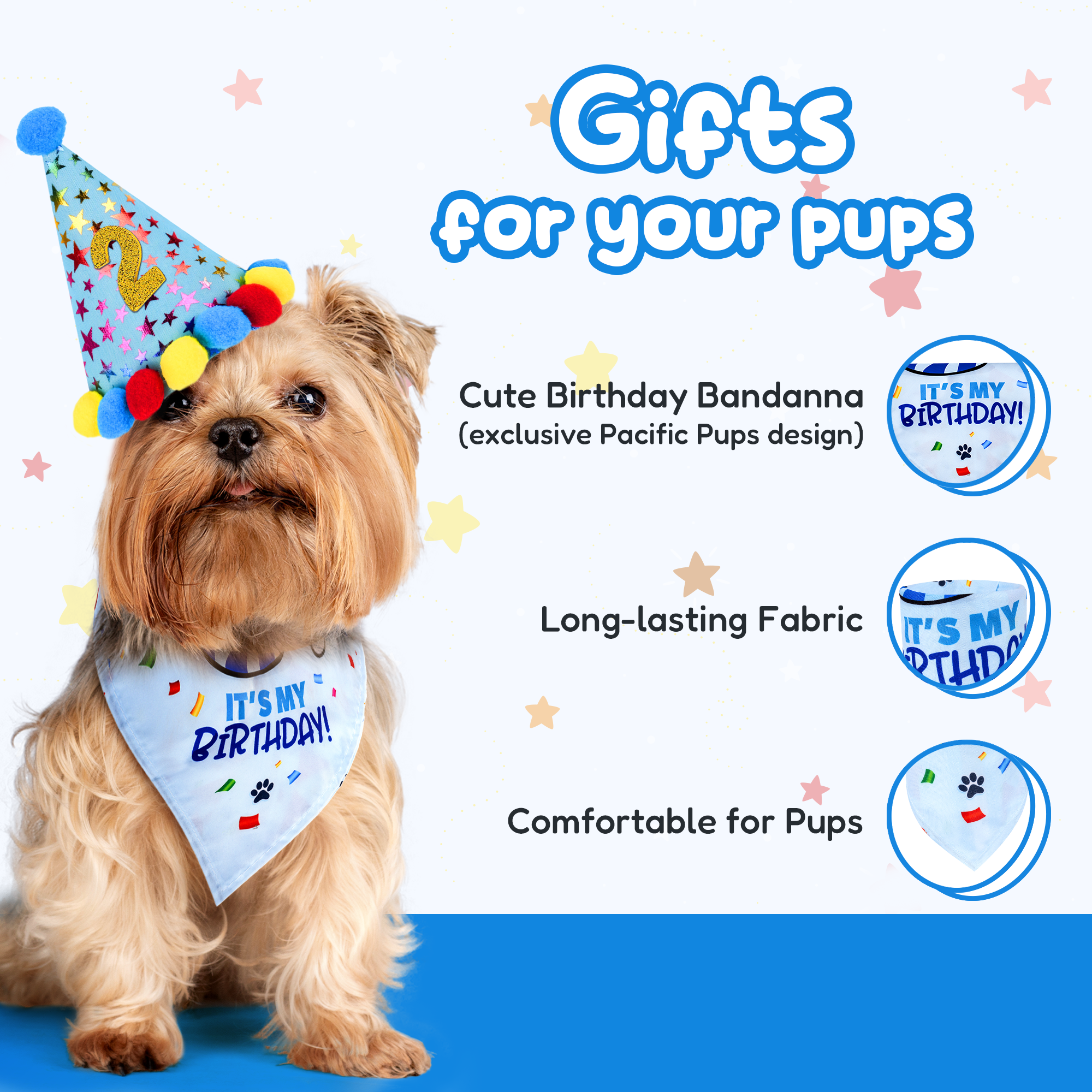 Dog Birthday Party Set - Blue Stars