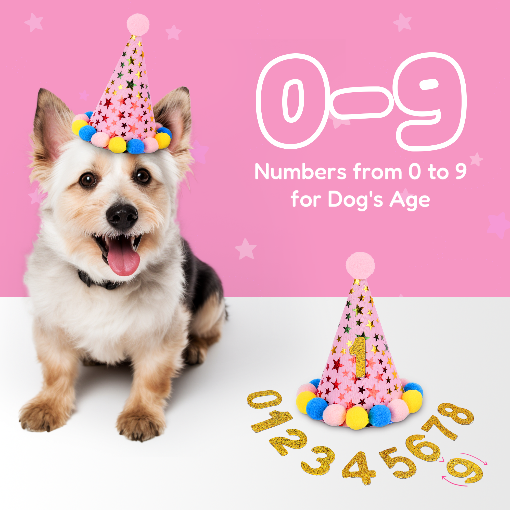 Dog Birthday Party Set - Pink Stars