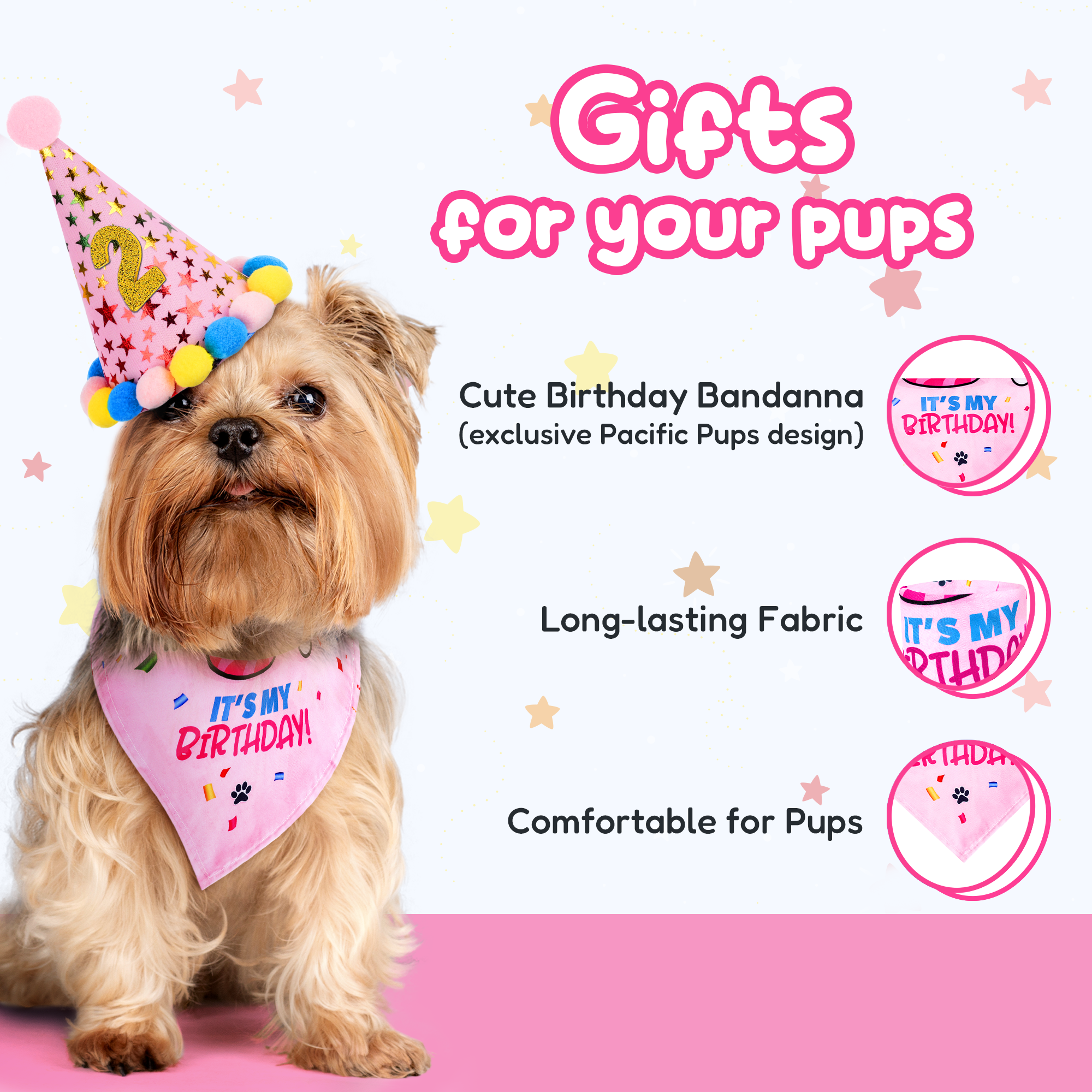 Dog Birthday Party Set - Pink Stars