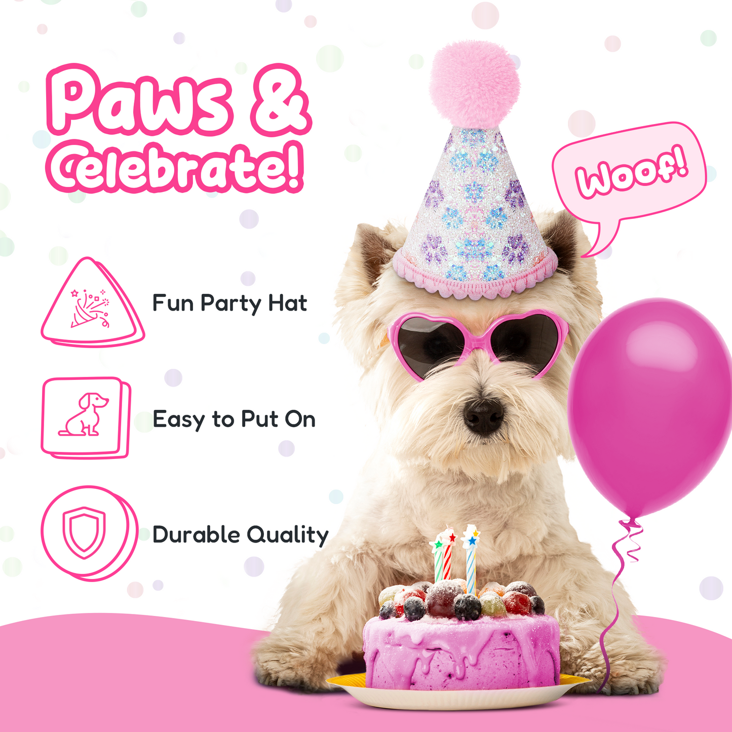 Dog Birthday Party Set - Pink Sparkly Paws