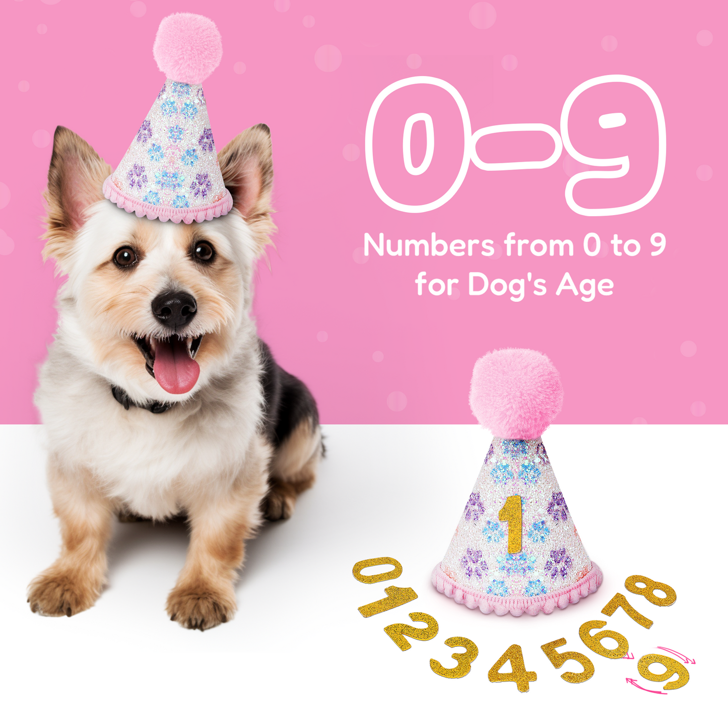 Dog Birthday Party Set - Pink Sparkly Paws