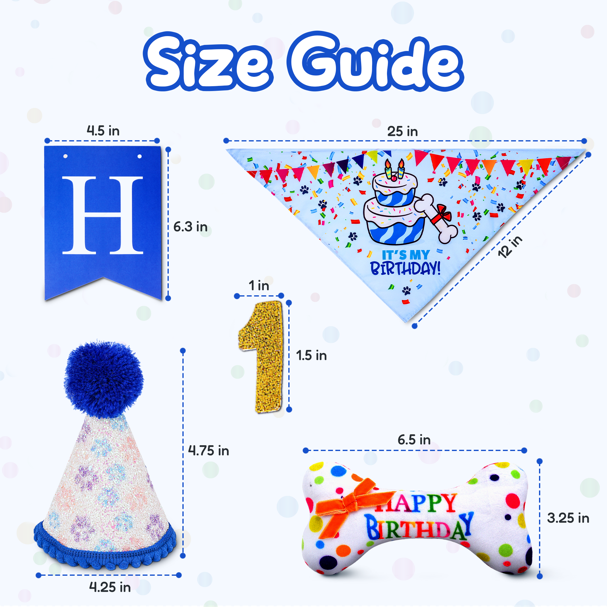 Dog Birthday Party Set - Blue Sparkly Paws