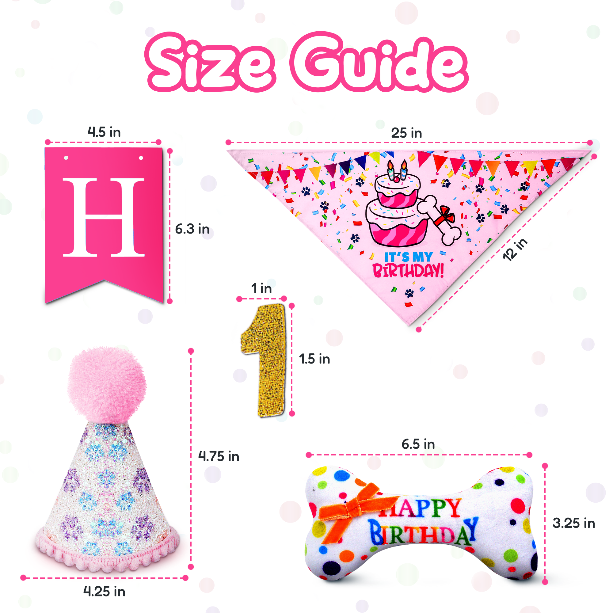 Dog Birthday Party Set - Pink Sparkly Paws
