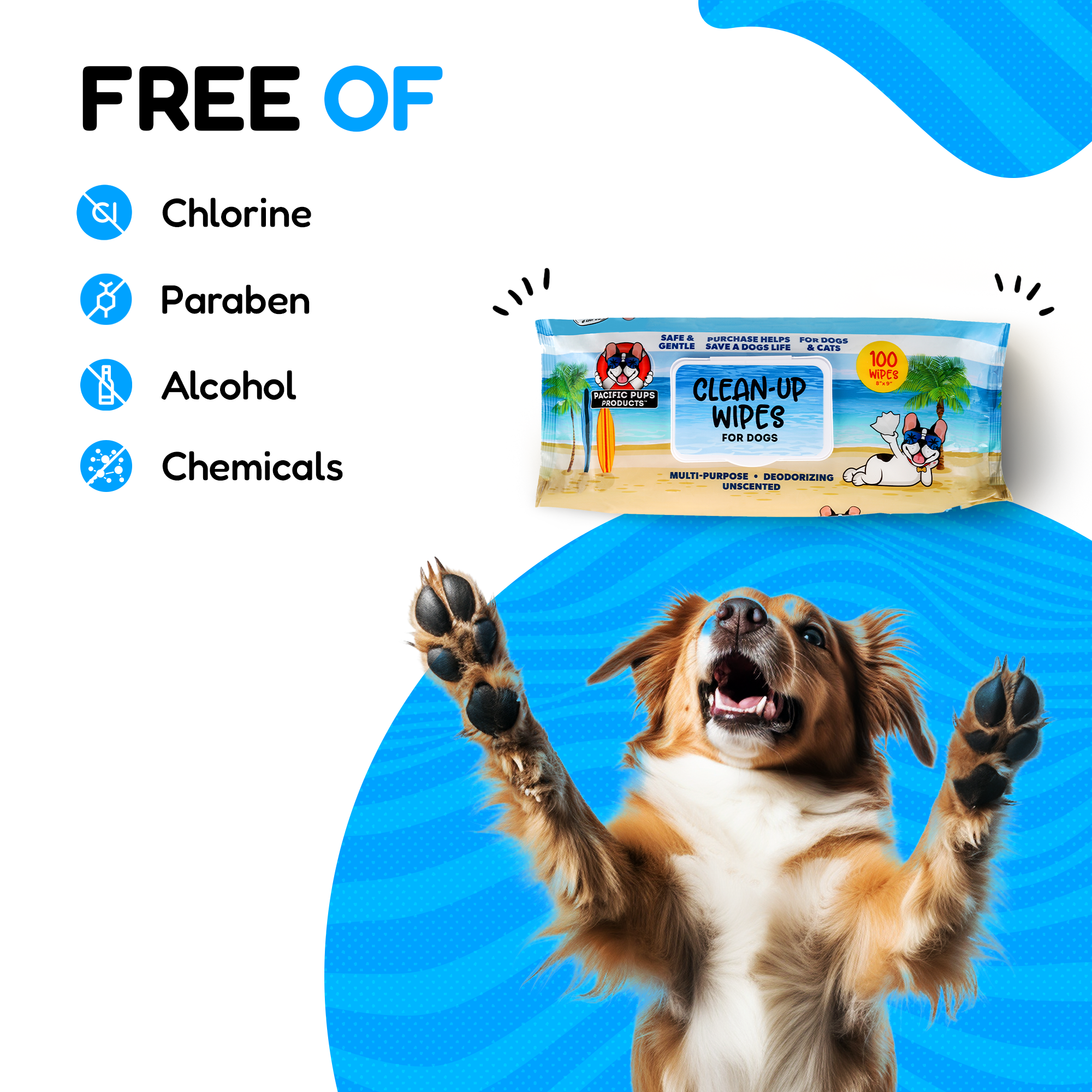Pet Wipes for Dogs & Cats - 100ct