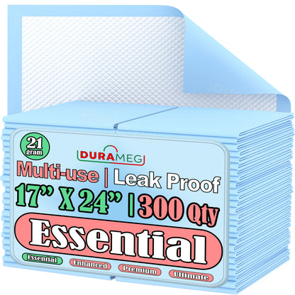 Chucks Pads Disposable Underpads | 17"x24" Incontinence Chux Pads [300-Pads: 3 Pack of 100]