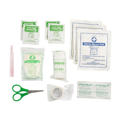 19 Piece Pet Travel First Aid Kit with Carabiner (6-Pack on Clip Strip with S-Hook)