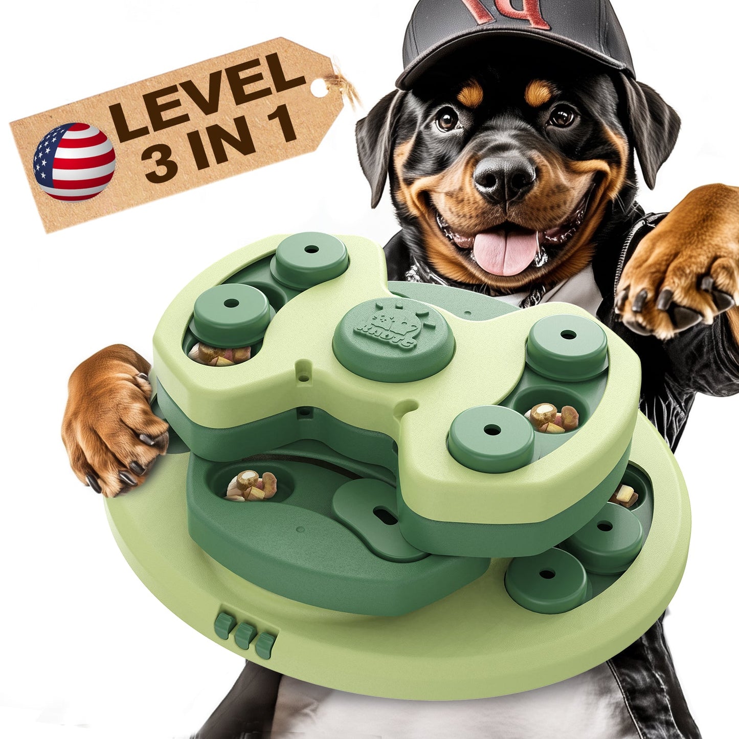 KADTC U.S. Brand & Design - 3 Levels of Challenge Beginner Dog Puzzle Toy Puppy Christmas & New Year Gift Toys Treat Puzzles Food Enrichment Mental Stimulation Brain Interactive Games Keep Them Busy